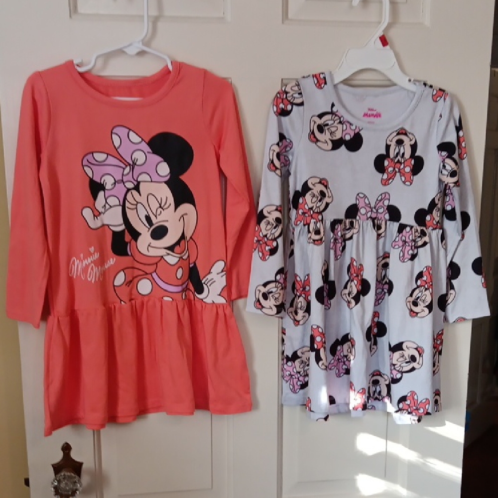 Disney Coral and Gray Minnie Mouse Set Dresses 3T  EUC